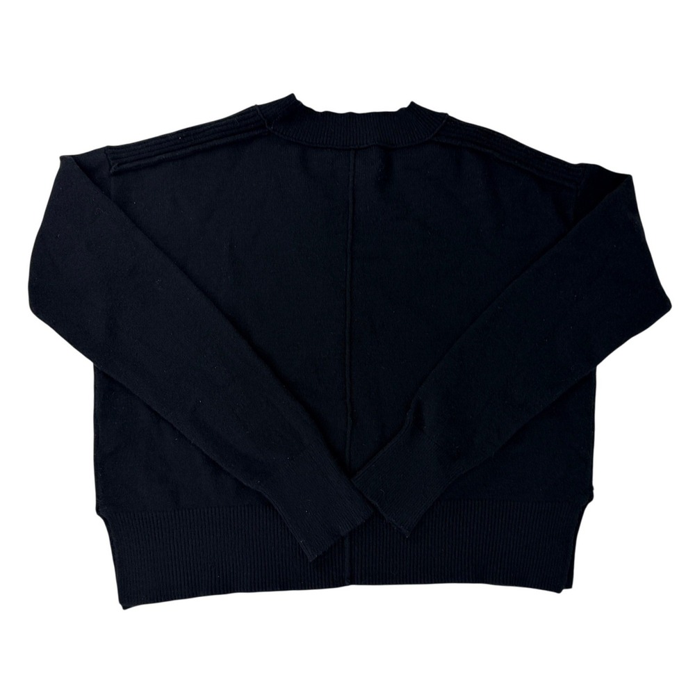 EVEREVE Black V-Neck Knit Pullover Sweater Raised Shoulder Detail Small Slouchy - Picture 4 of 6